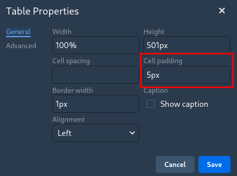 Cell padding
